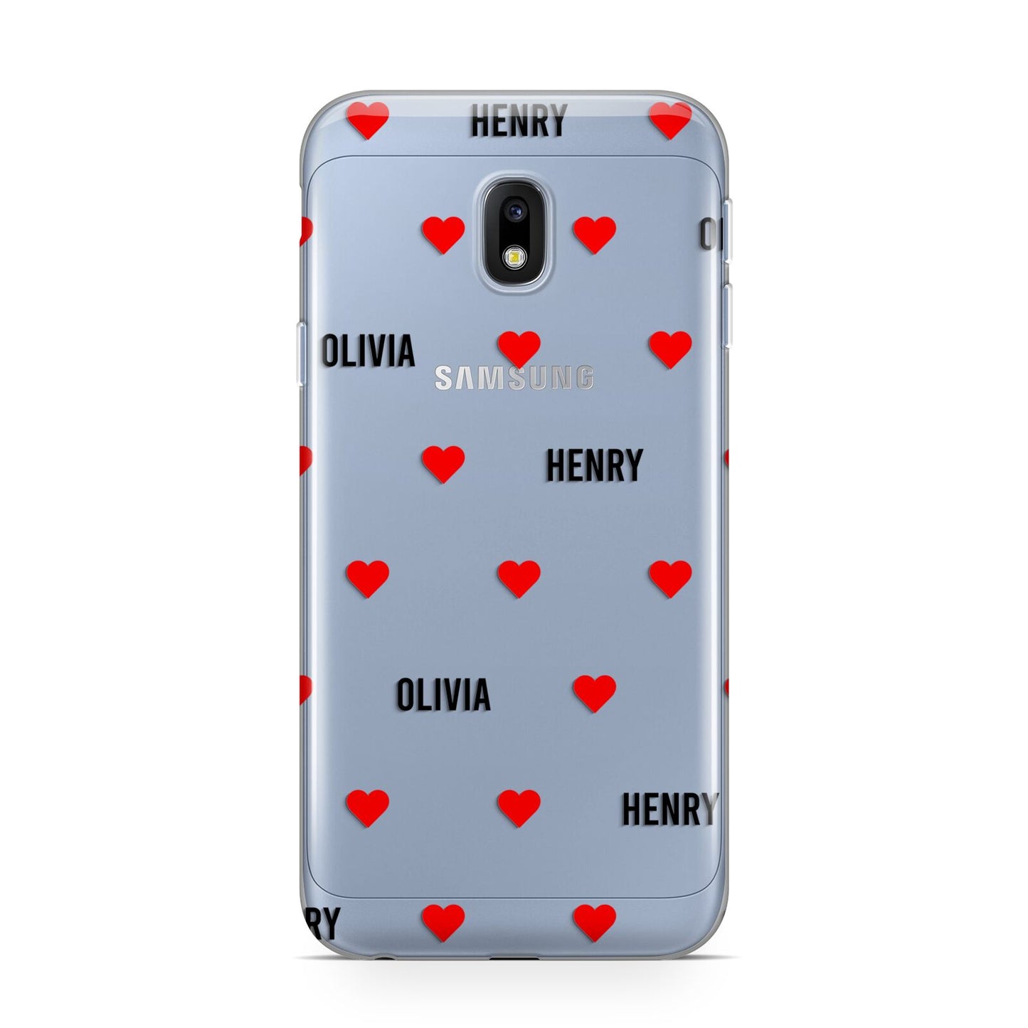 Red Hearts with Couple s Names Samsung Galaxy J3 2017 Case