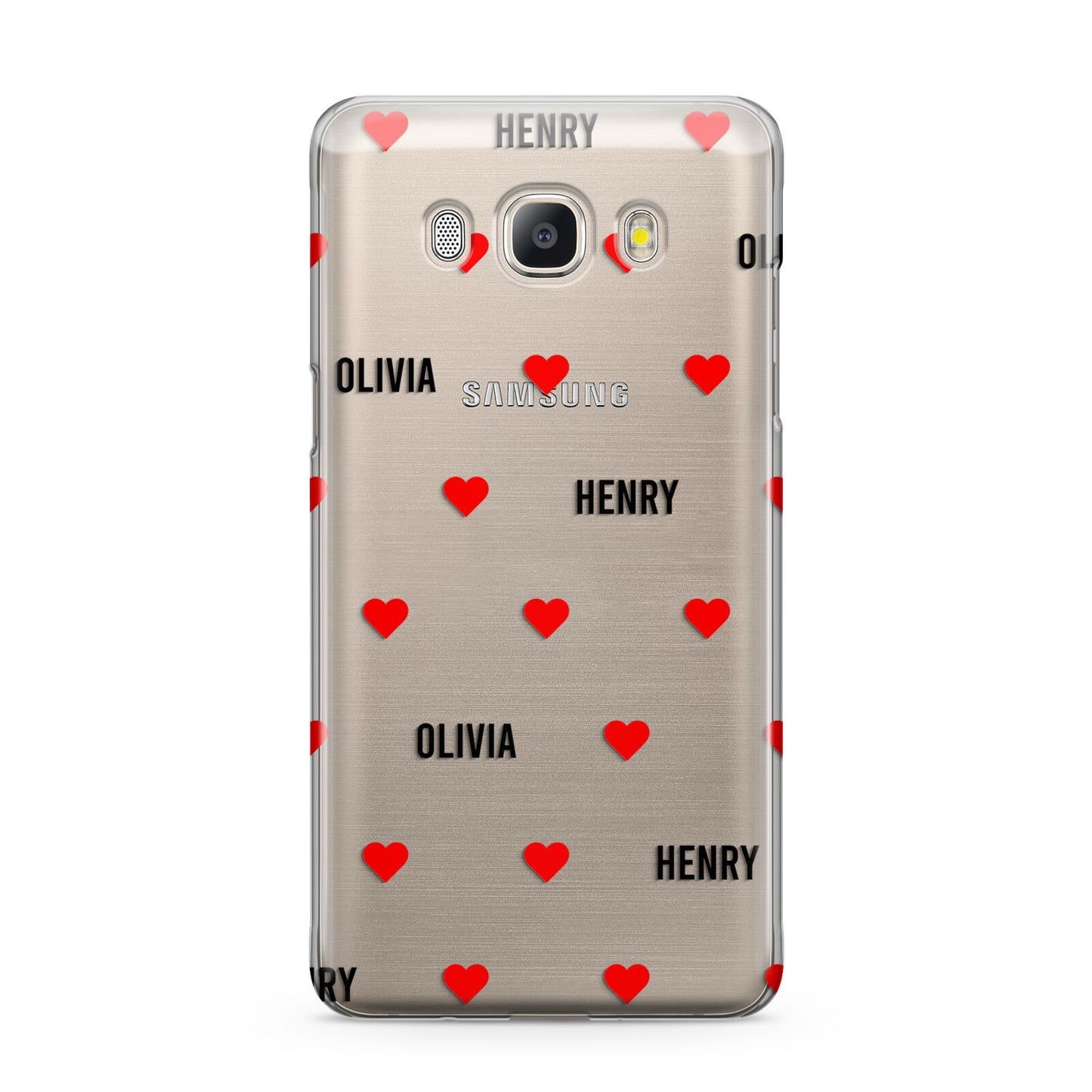 Red Hearts with Couple s Names Samsung Galaxy J5 2016 Case