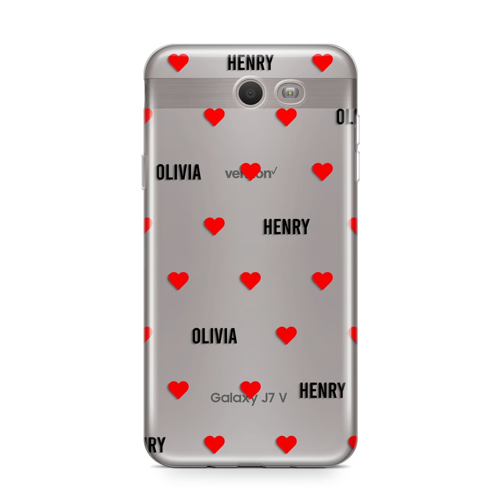 Red Hearts with Couple s Names Samsung Galaxy J7 2017 Case