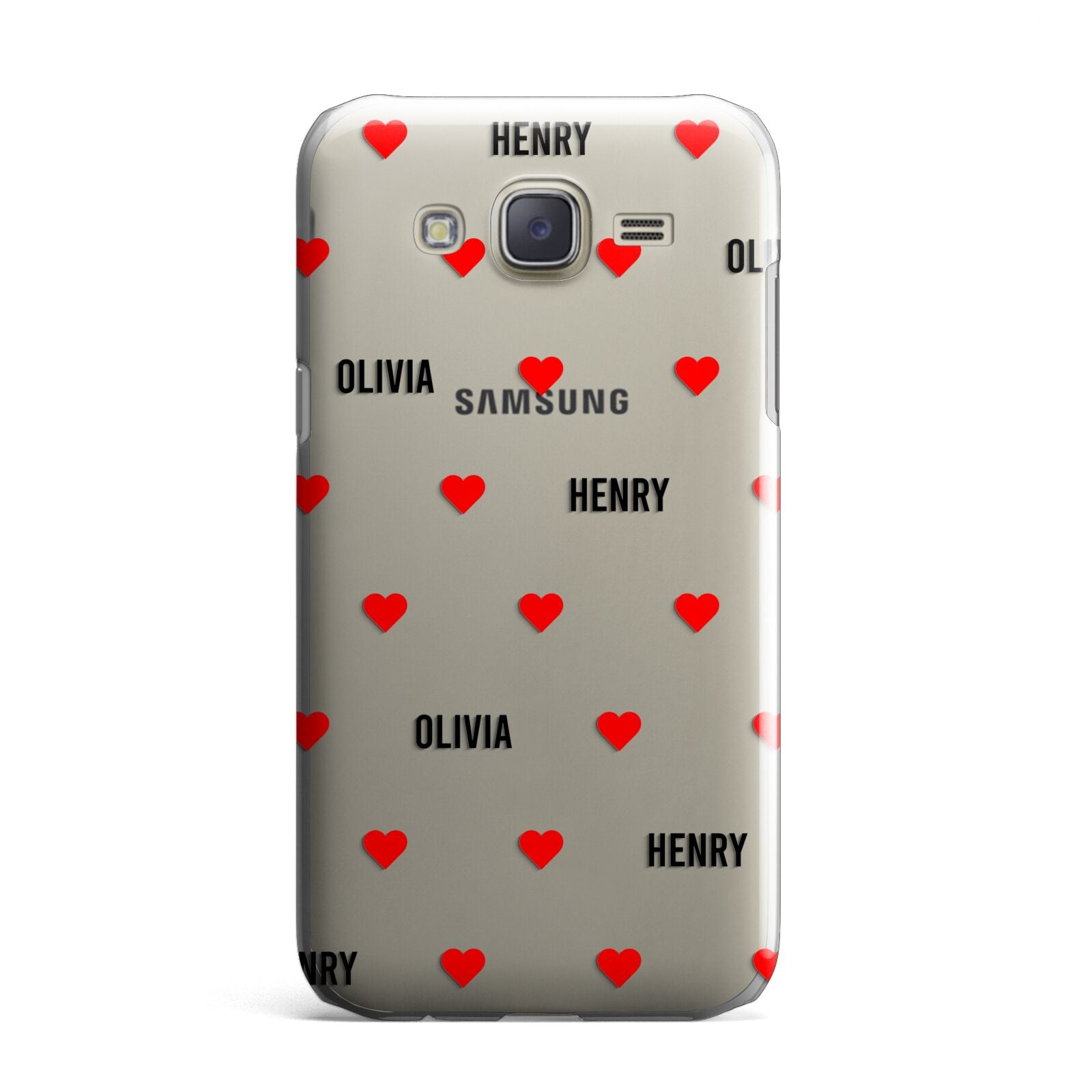 Red Hearts with Couple s Names Samsung Galaxy J7 Case