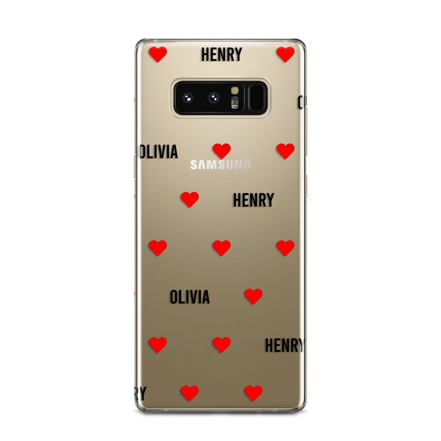 Red Hearts with Couple s Names Samsung Galaxy Note 8 Case