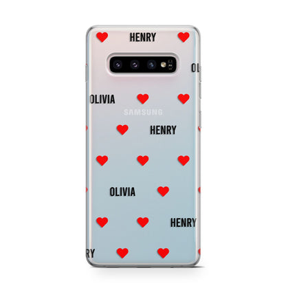Red Hearts with Couple s Names Samsung Galaxy S10 Case