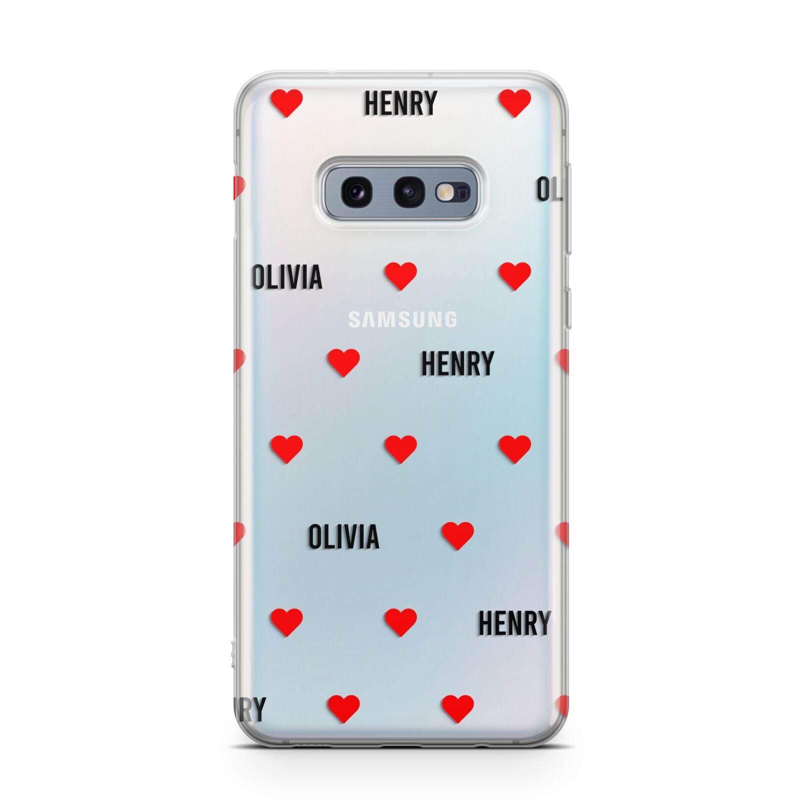 Red Hearts with Couple s Names Samsung Galaxy S10E Case
