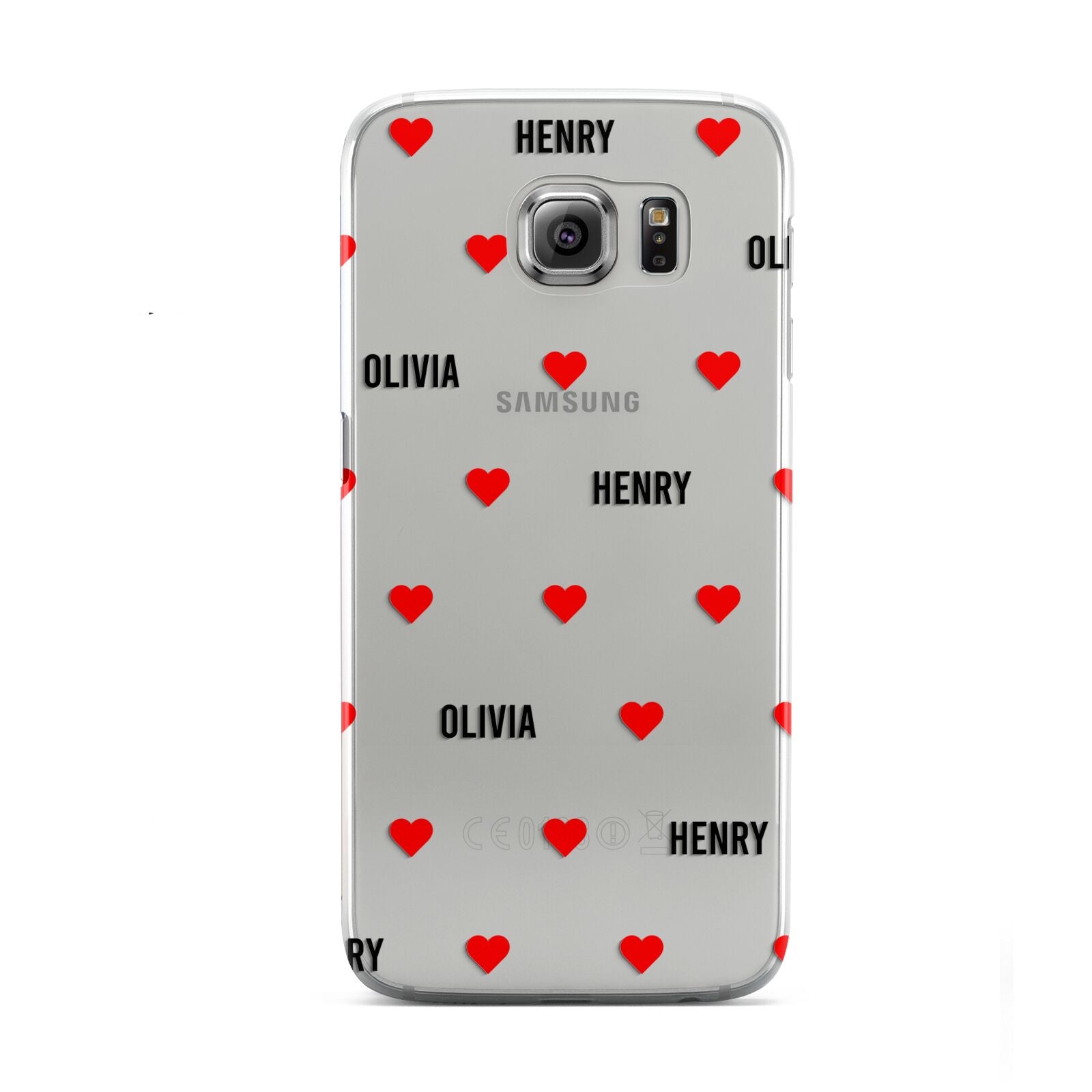 Red Hearts with Couple s Names Samsung Galaxy S6 Case