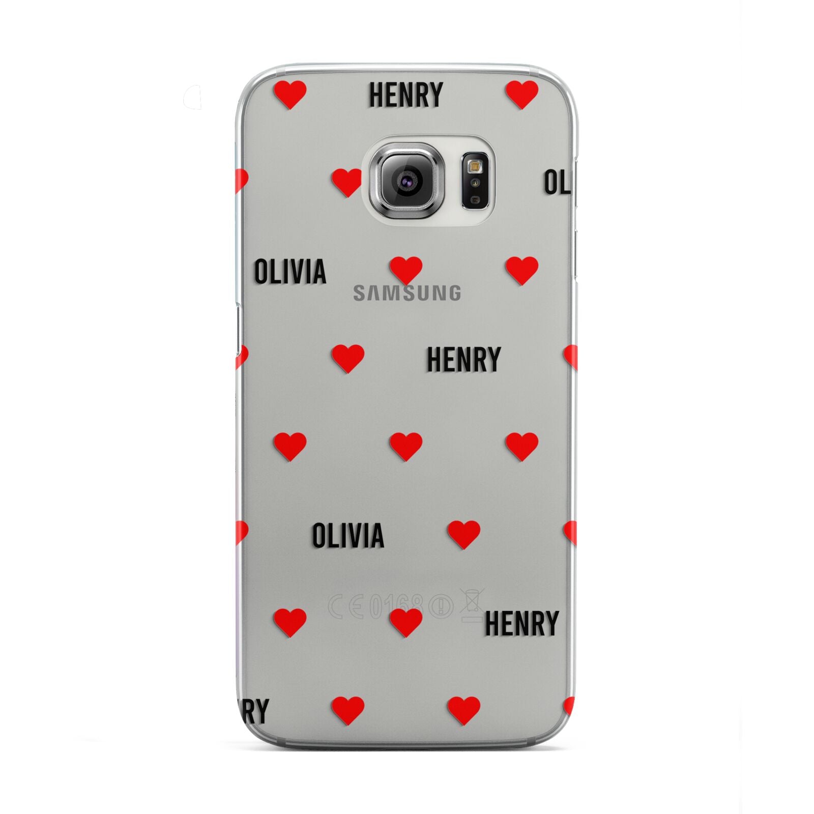 Red Hearts with Couple s Names Samsung Galaxy S6 Edge Case