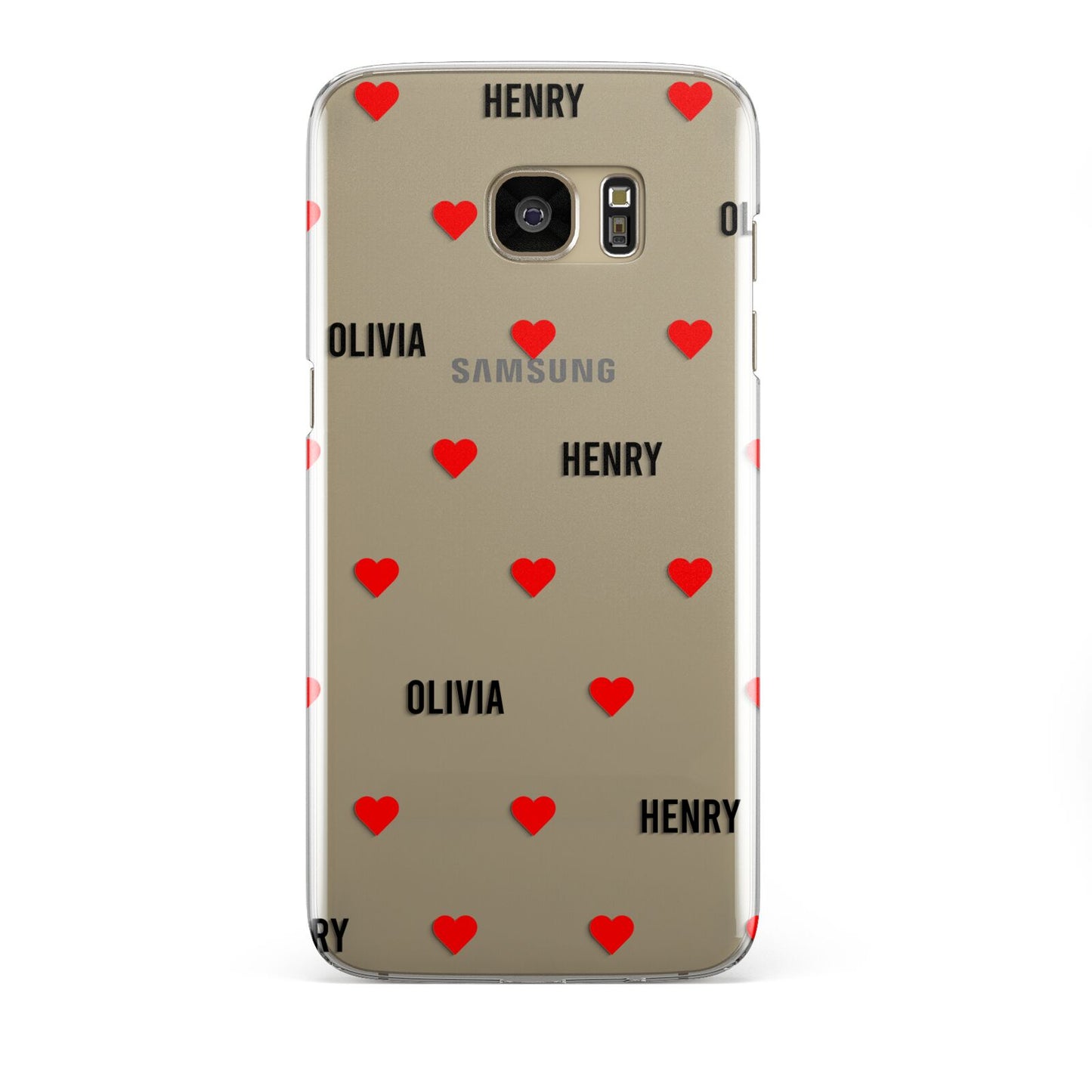 Red Hearts with Couple s Names Samsung Galaxy S7 Edge Case