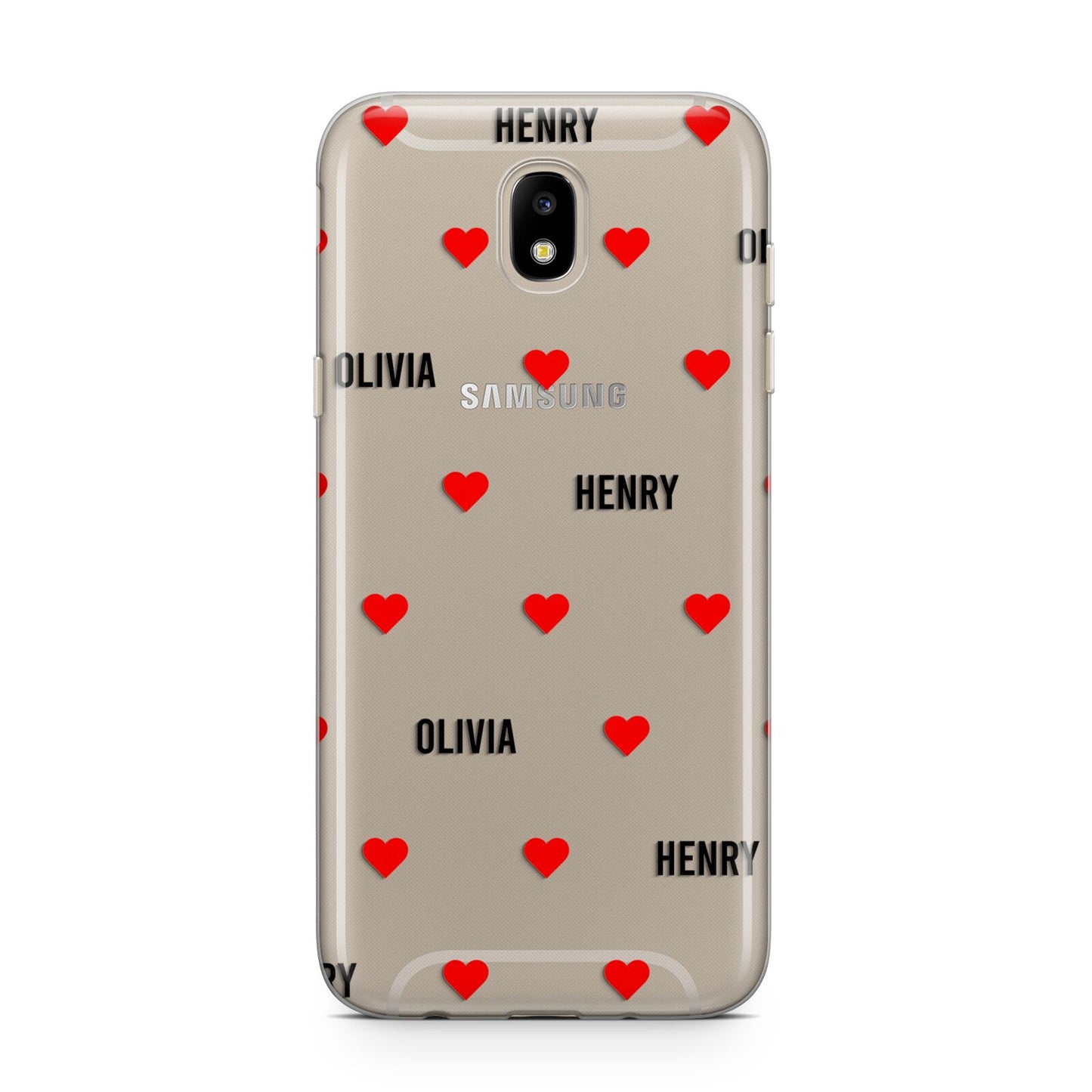Red Hearts with Couple s Names Samsung J5 2017 Case