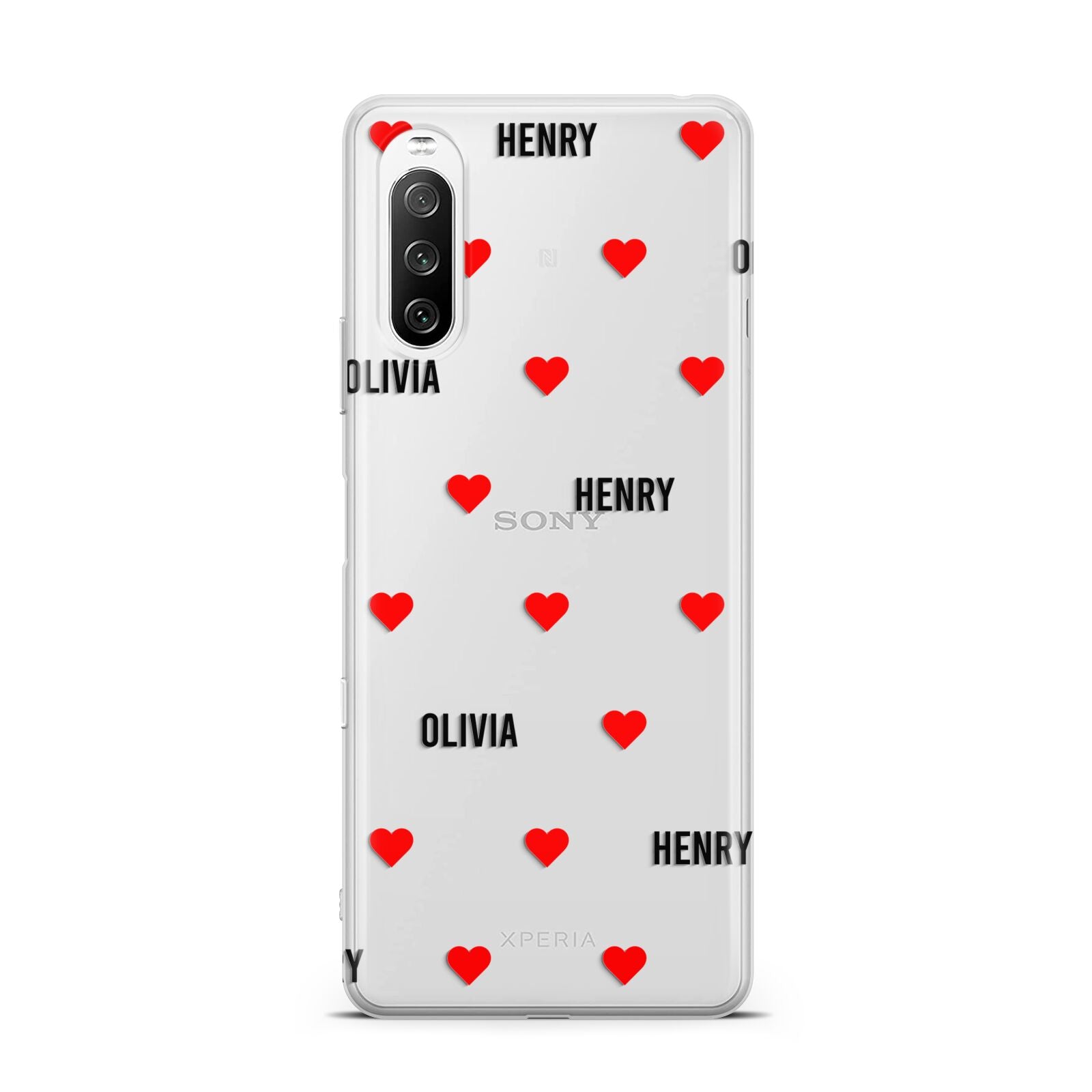 Red Hearts with Couple s Names Sony Xperia 10 III Case