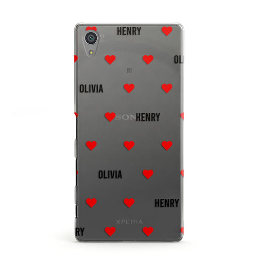 Red Hearts with Couple s Names Sony Xperia Case
