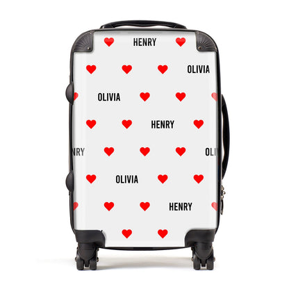 Red Hearts with Couple s Names Suitcase