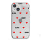 Red Hearts with Couple s Names iPhone 13 Mini TPU Impact Case with White Edges