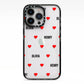 Red Hearts with Couple s Names iPhone 13 Pro Black Impact Case on Silver phone