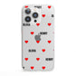 Red Hearts with Couple s Names iPhone 13 Pro Clear Bumper Case