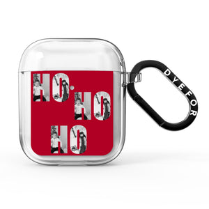 Red Ho Ho Ho Photo Upload Christmas AirPods Case