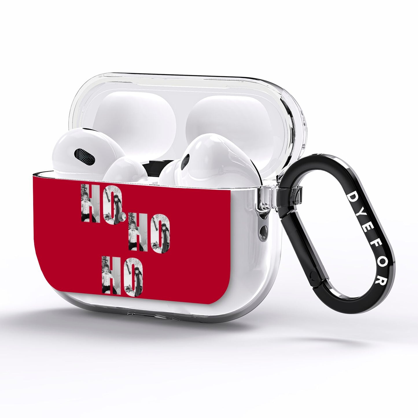 Red Ho Ho Ho Photo Upload Christmas AirPods Pro Clear Case Side Image