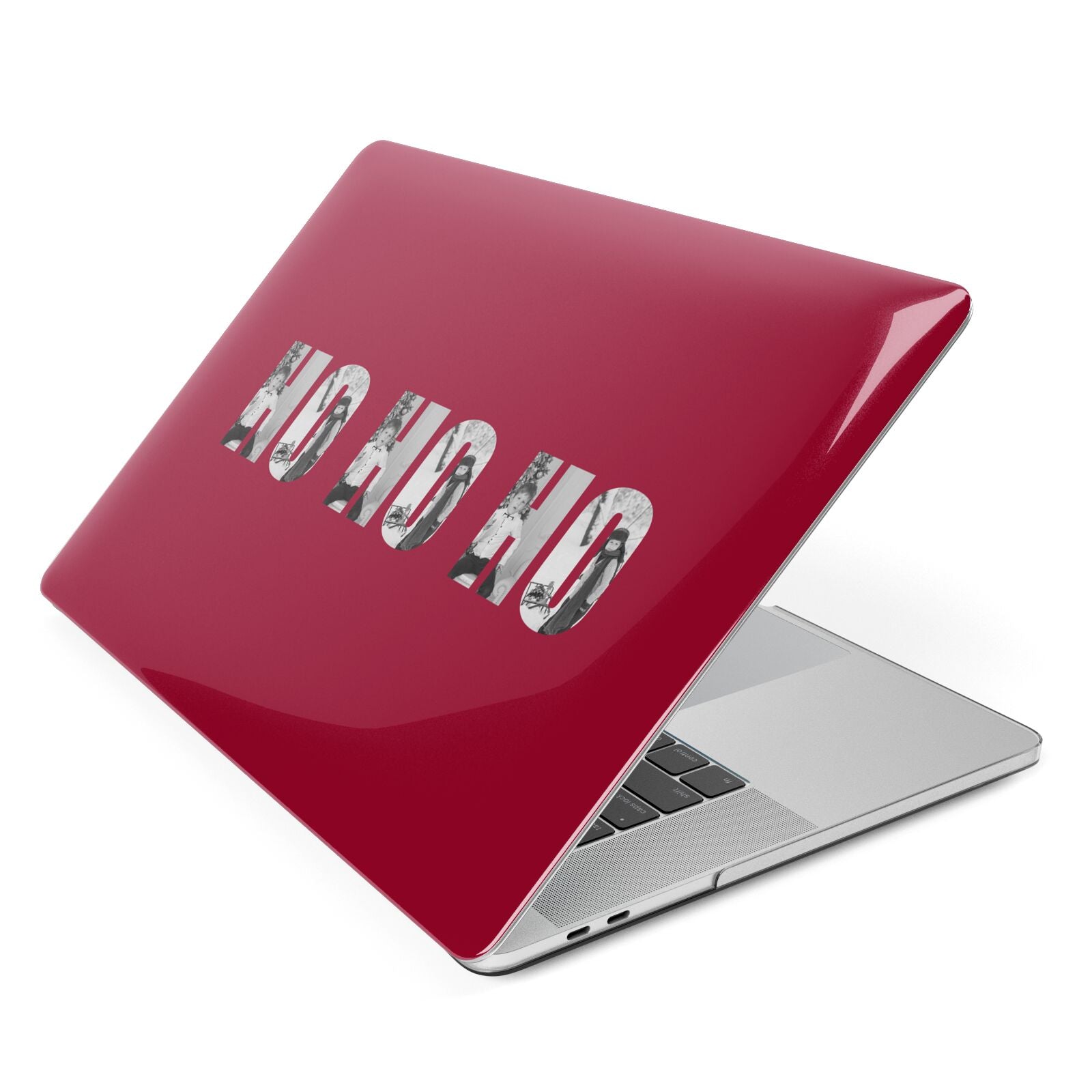 Red Ho Ho Ho Photo Upload Christmas Apple MacBook Case Side View