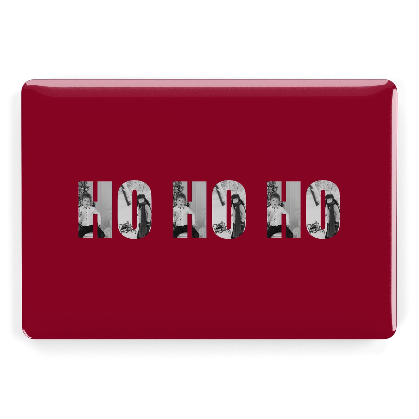 Red Ho Ho Ho Photo Upload Christmas Apple MacBook Case