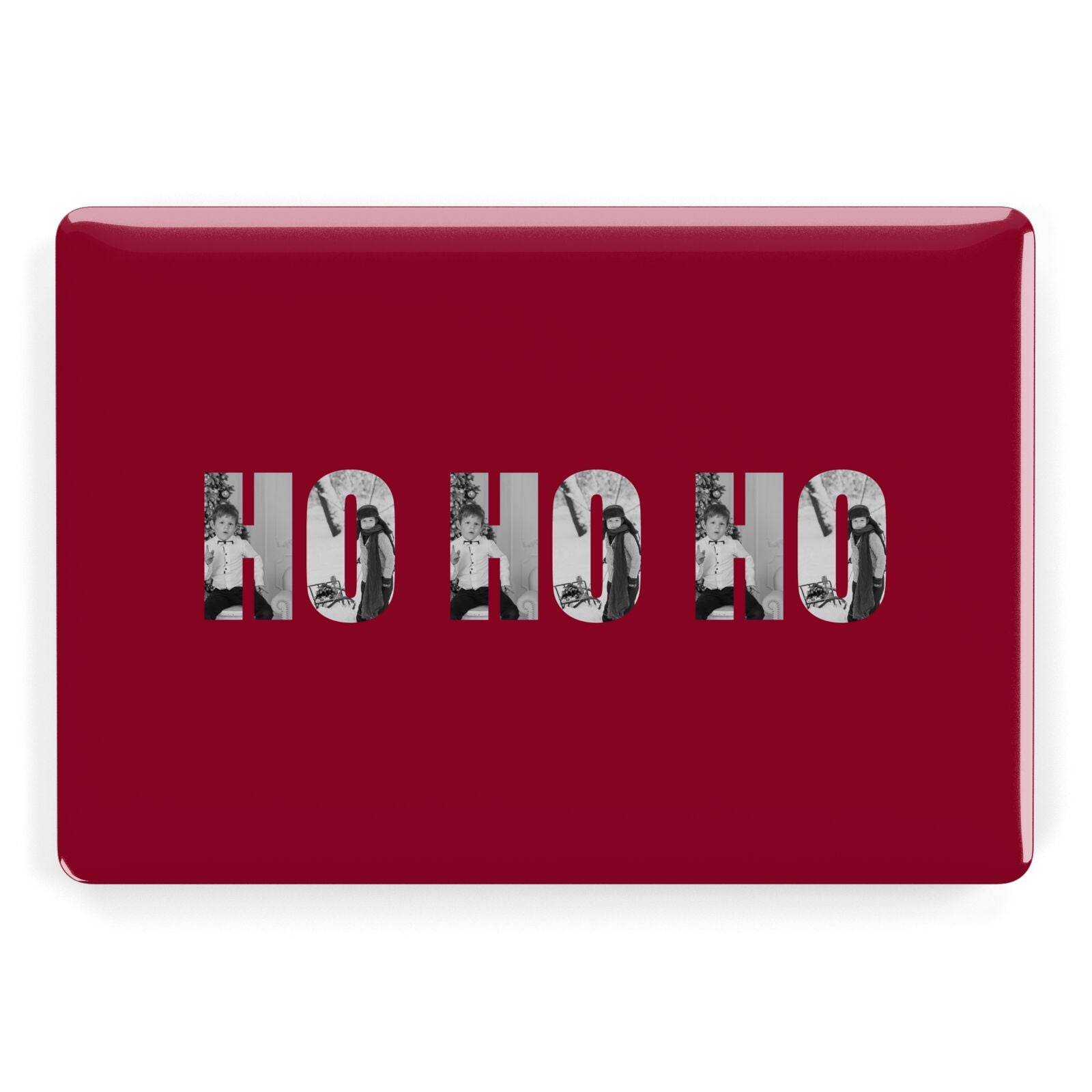 Red Ho Ho Ho Photo Upload Christmas Apple MacBook Case
