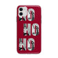 Red Ho Ho Ho Photo Upload Christmas Apple iPhone 11 in White with Bumper Case