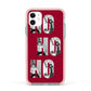 Red Ho Ho Ho Photo Upload Christmas Apple iPhone 11 in White with Pink Impact Case