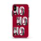Red Ho Ho Ho Photo Upload Christmas Apple iPhone Xs Impact Case Pink Edge on Black Phone