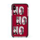 Red Ho Ho Ho Photo Upload Christmas Apple iPhone Xs Max Impact Case Black Edge on Silver Phone