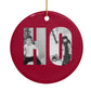 Red Ho Ho Ho Photo Upload Christmas Circle Decoration Back Image