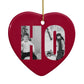 Red Ho Ho Ho Photo Upload Christmas Heart Decoration Back Image