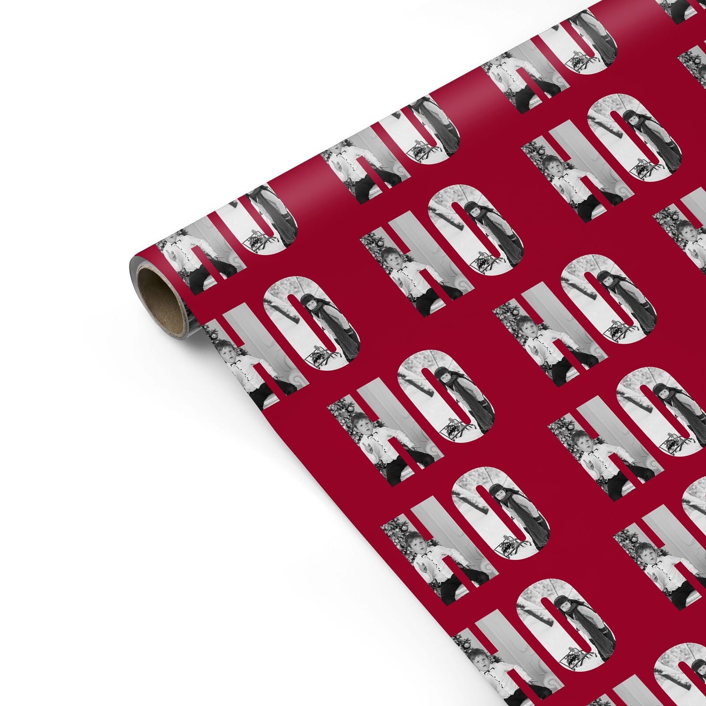 Red Ho Ho Ho Photo Upload Christmas Personalised Gift Wrap