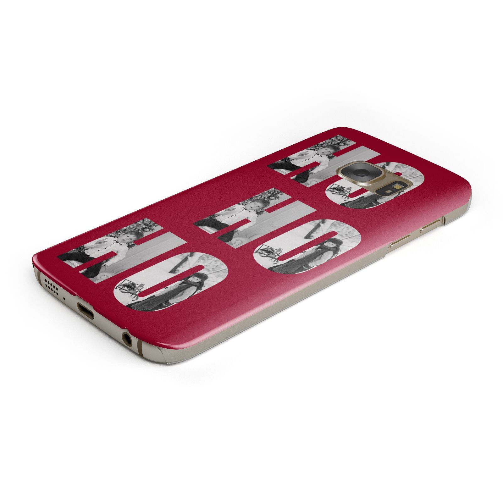 Red Ho Ho Ho Photo Upload Christmas Protective Samsung Galaxy Case Angled Image
