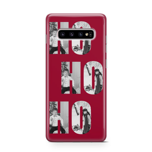 Red Ho Ho Ho Photo Upload Christmas Protective Samsung Galaxy Case