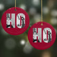 Red Ho Ho Ho Photo Upload Christmas Round Decoration on Christmas Background