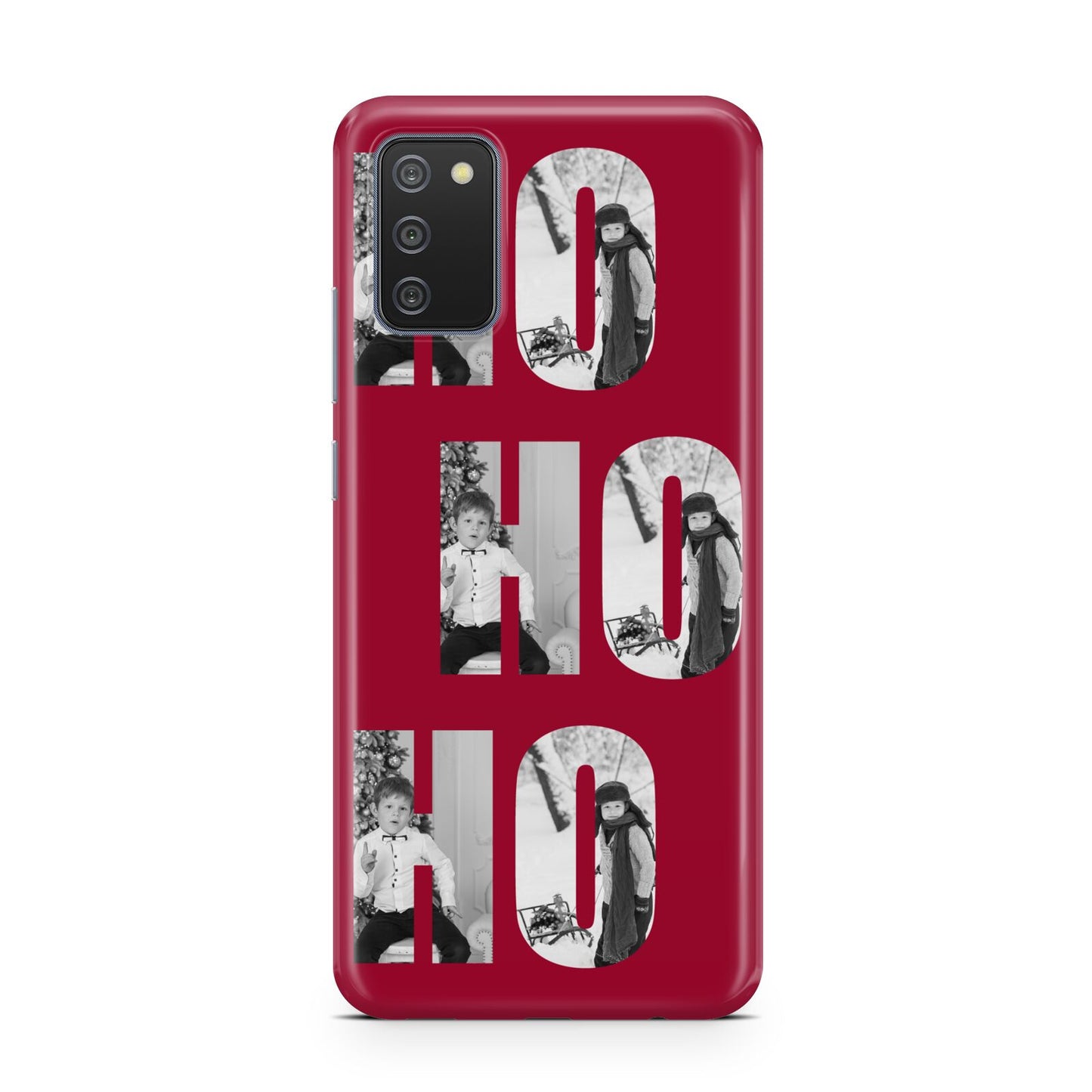 Red Ho Ho Ho Photo Upload Christmas Samsung A02s Case
