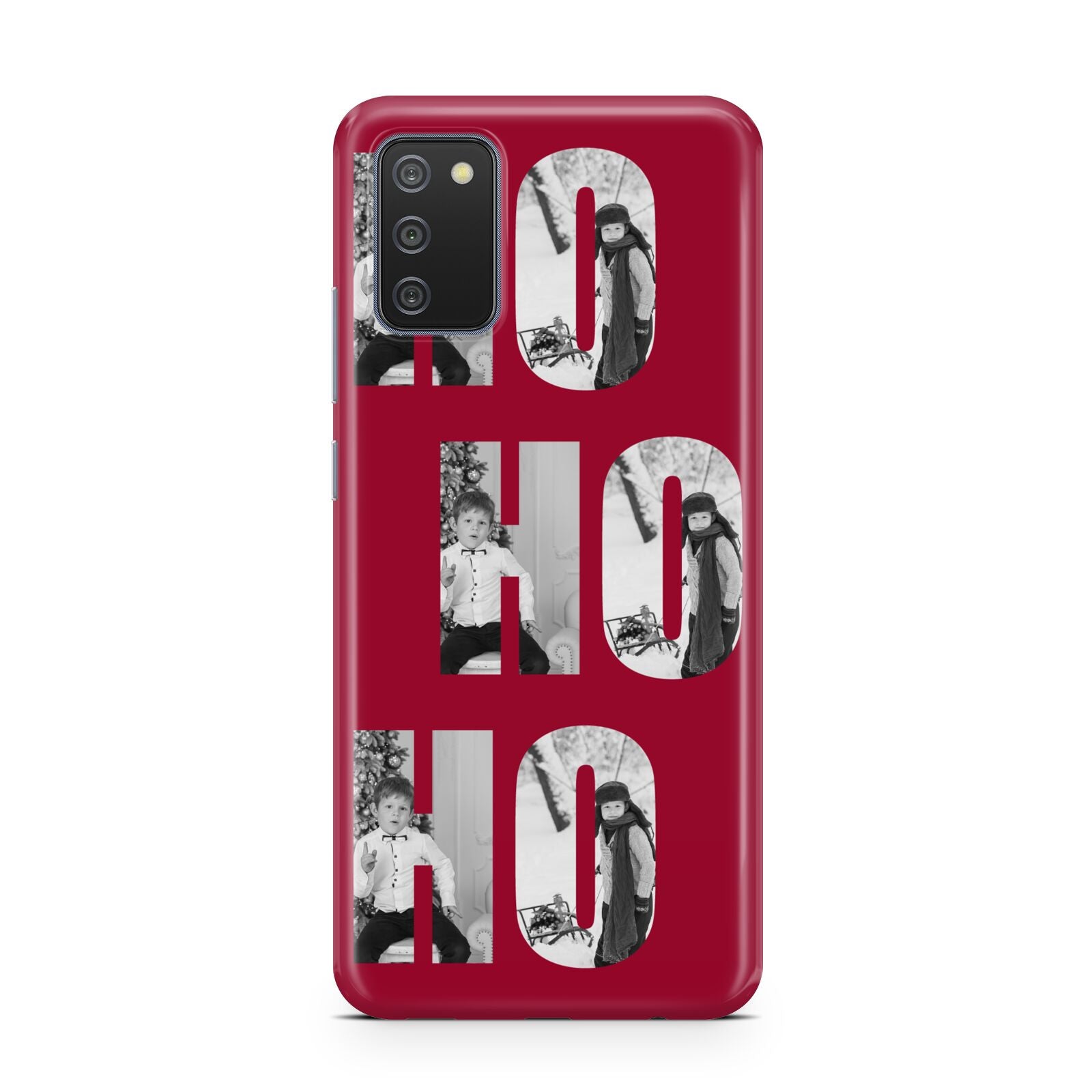 Red Ho Ho Ho Photo Upload Christmas Samsung A02s Case