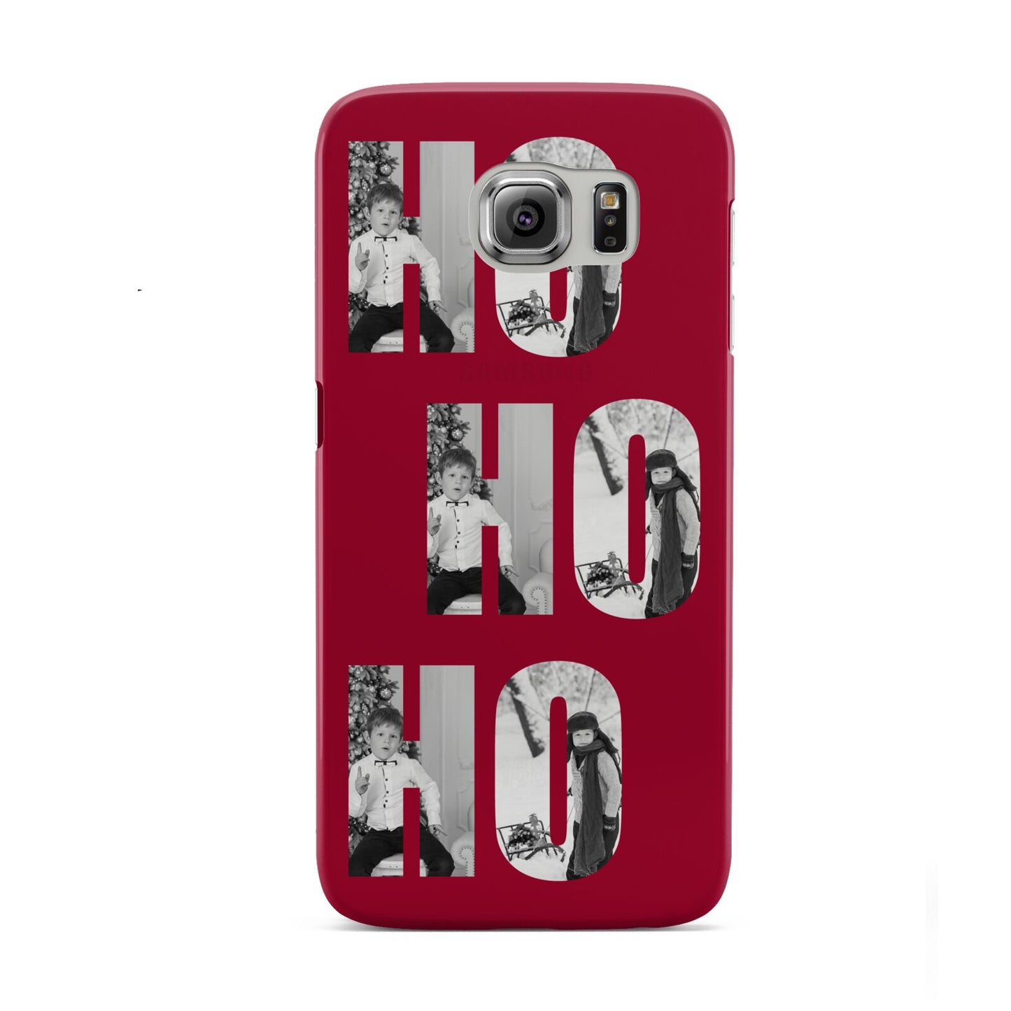 Red Ho Ho Ho Photo Upload Christmas Samsung Galaxy S6 Case