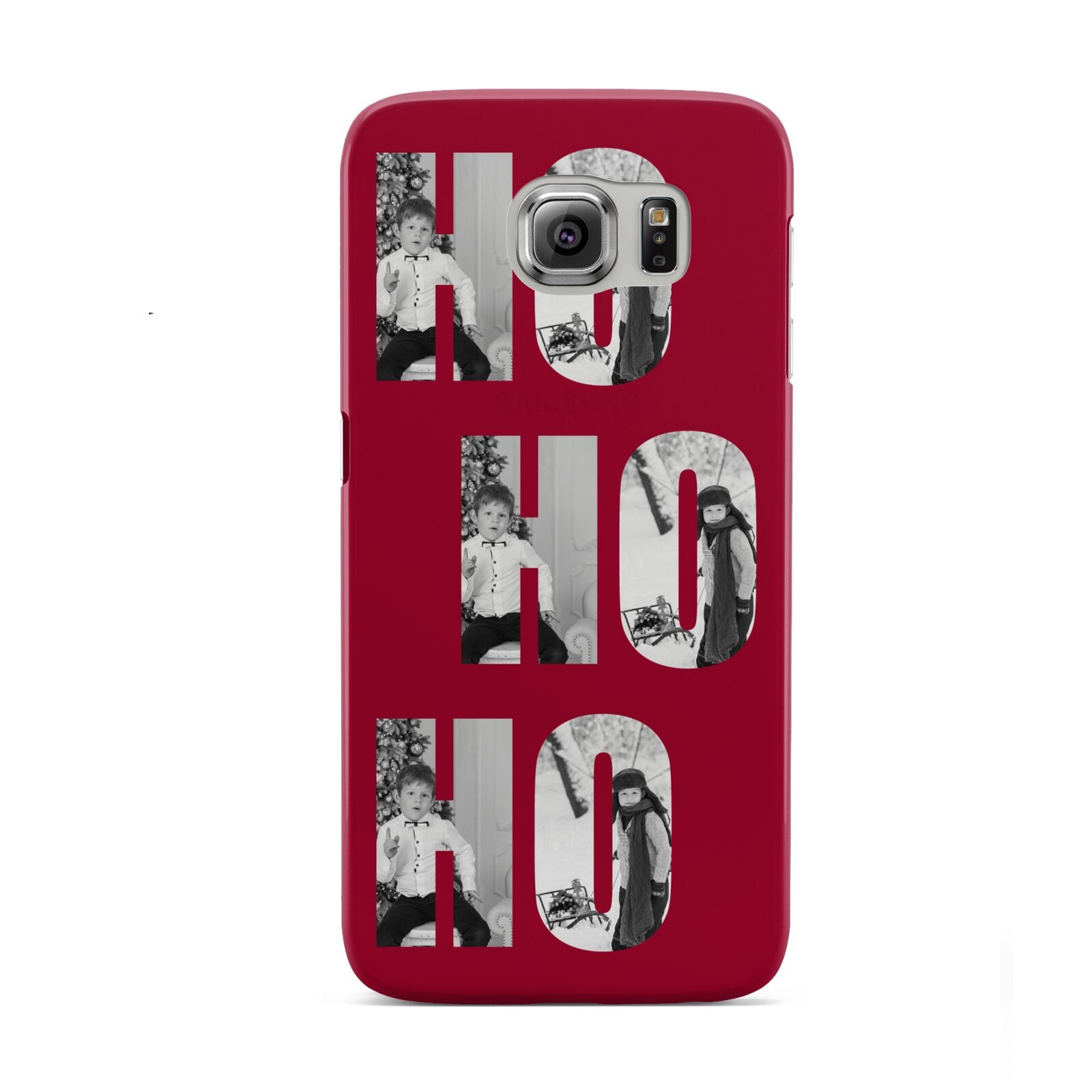 Red Ho Ho Ho Photo Upload Christmas Samsung Galaxy S6 Case