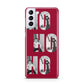 Red Ho Ho Ho Photo Upload Christmas Samsung S21 Plus Case