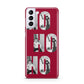 Red Ho Ho Ho Photo Upload Christmas Samsung S21 Plus Phone Case