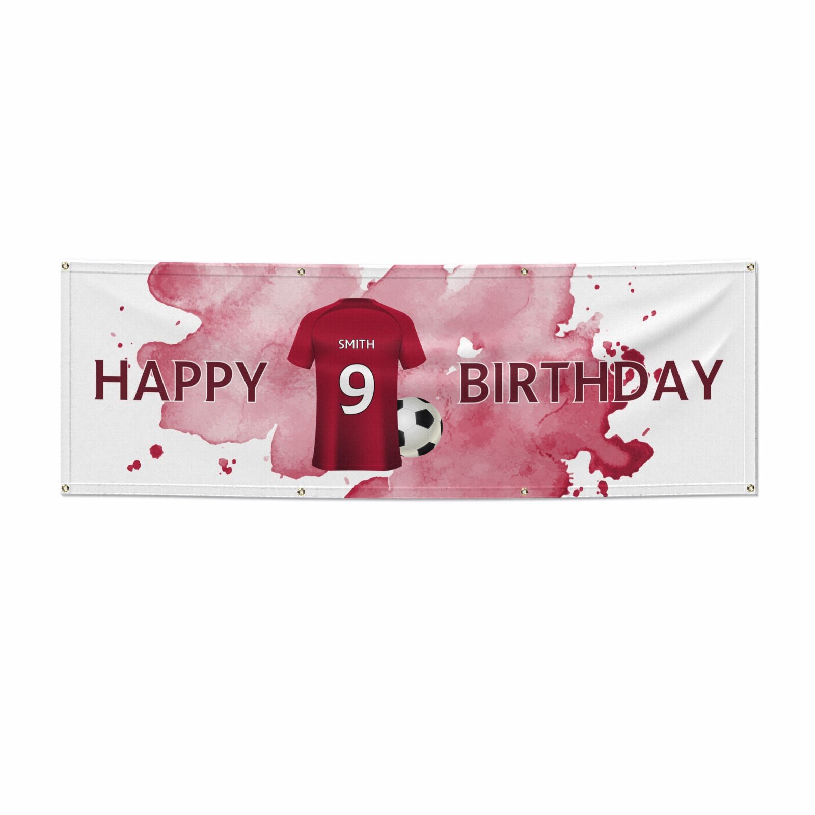 Red Personalised Football Shirt 6x2 Vinly Banner with Grommets