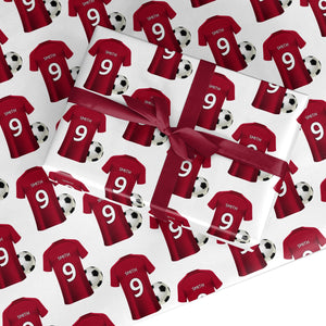 Red Personalised Football Shirt Wrapping Paper