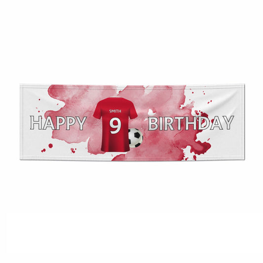 Red Personalised Football Shirt Name Number 6x2 Paper Banner