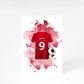 Red Personalised Football Shirt Name Number A5 Greetings Card
