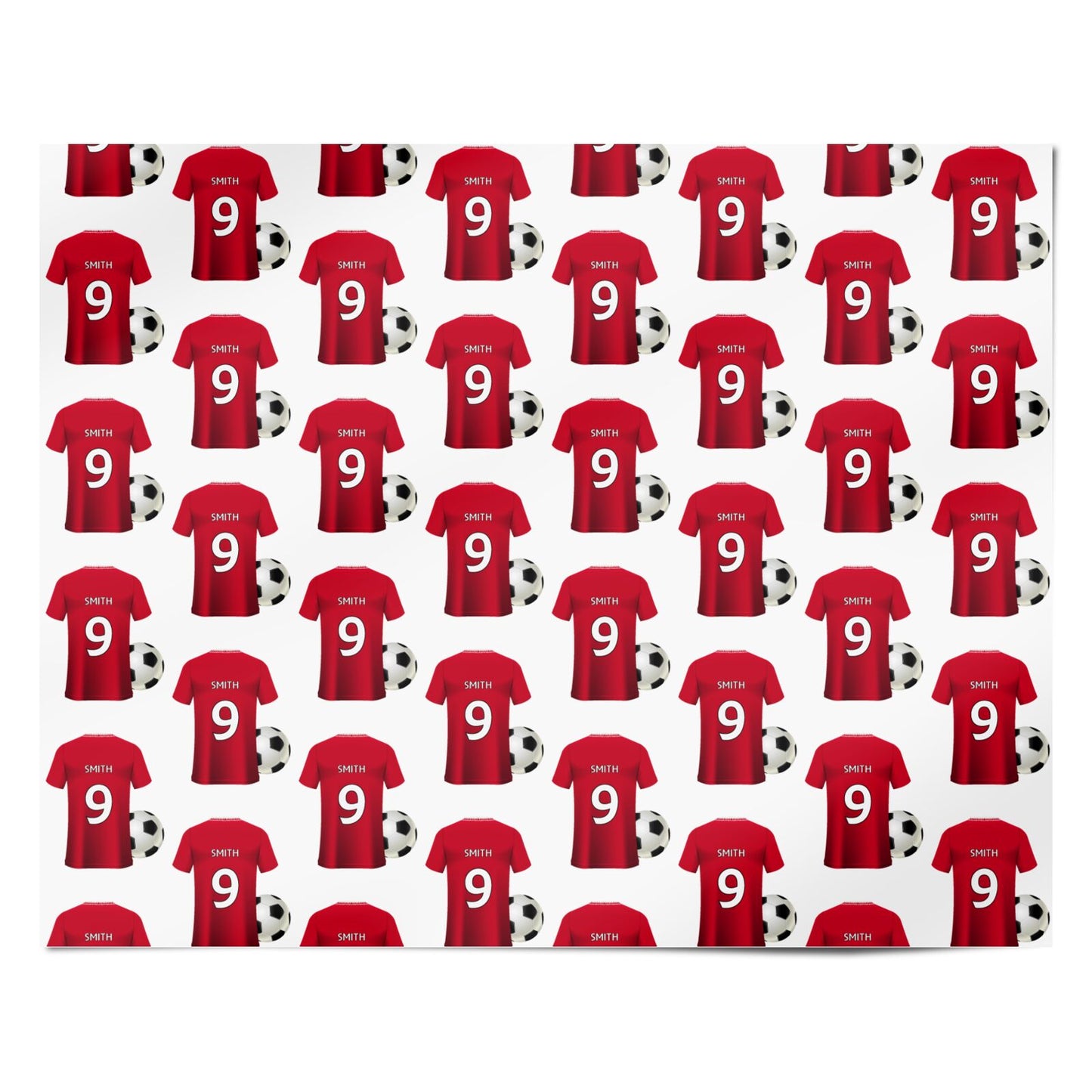 Red Personalised Football Shirt Name Number Personalised Wrapping Paper Alternative