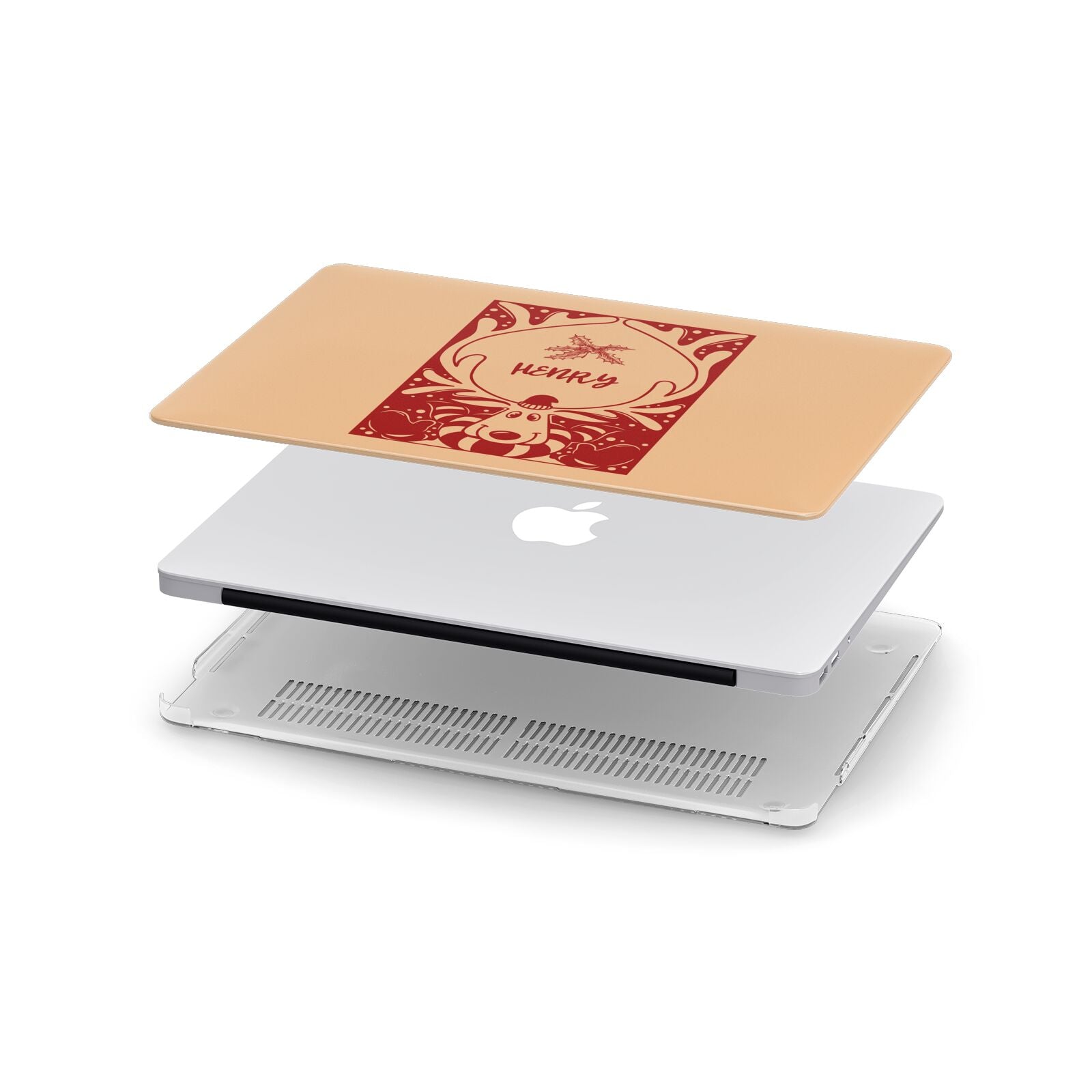 Red Personalised Rudolph Apple MacBook Case in Detail