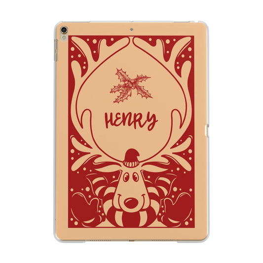 Red Personalised Rudolph Apple iPad Gold Case