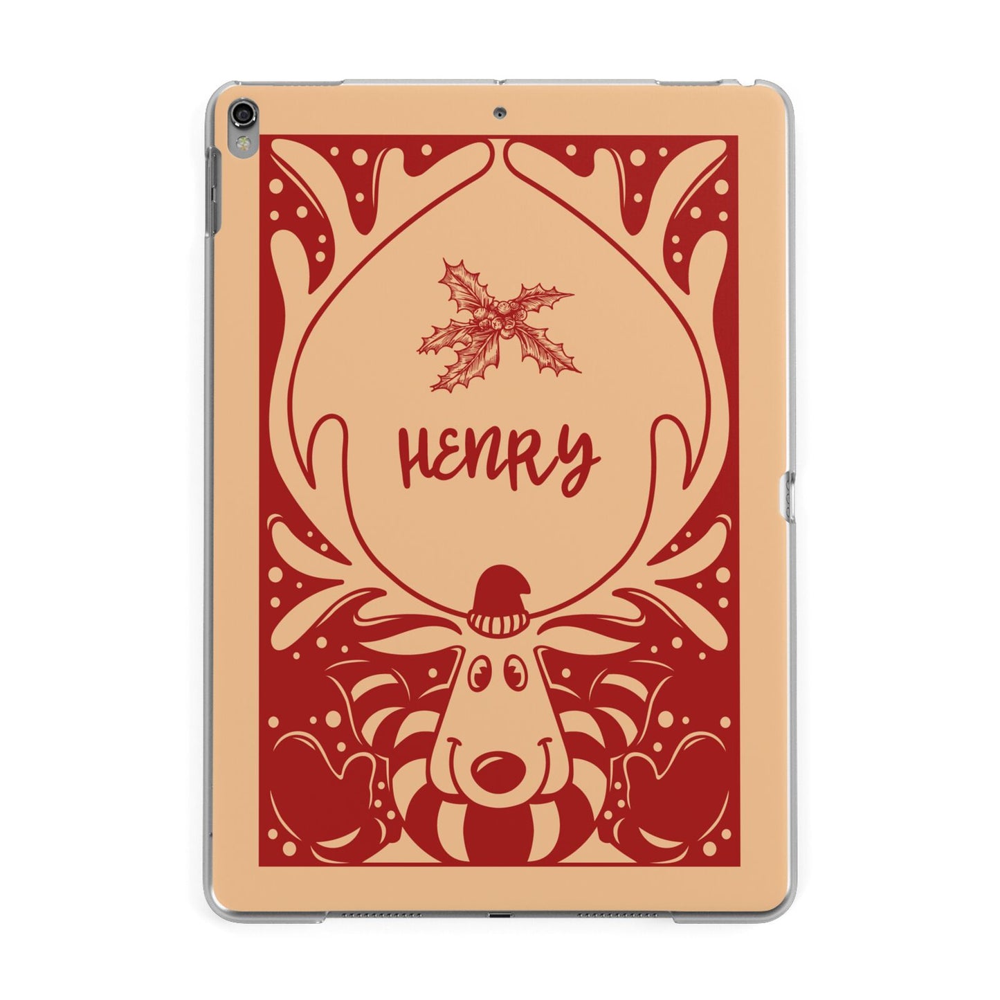 Red Personalised Rudolph Apple iPad Grey Case