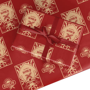 Red Personalised Rudolph Wrapping Paper