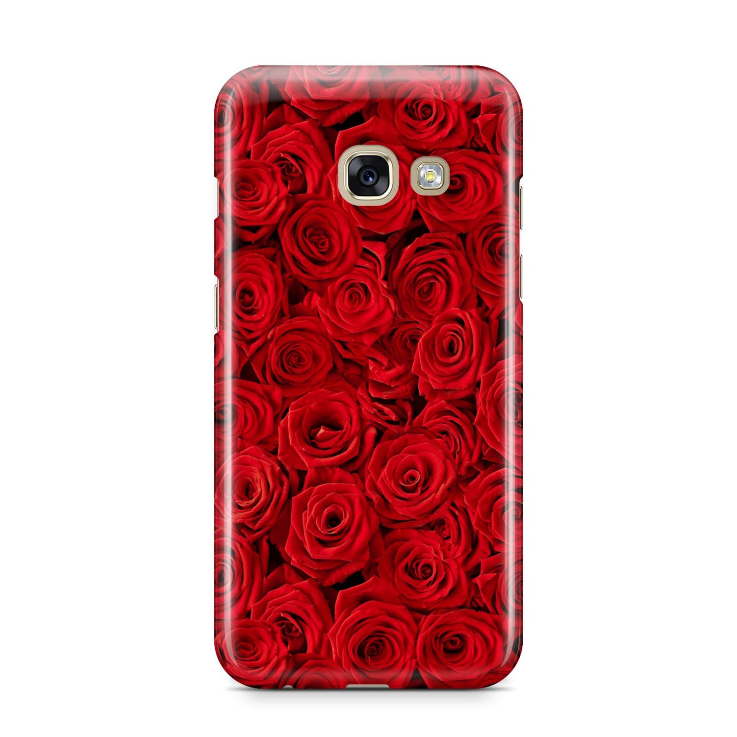 Red Rose Samsung Galaxy A3 2017 Case on gold phone