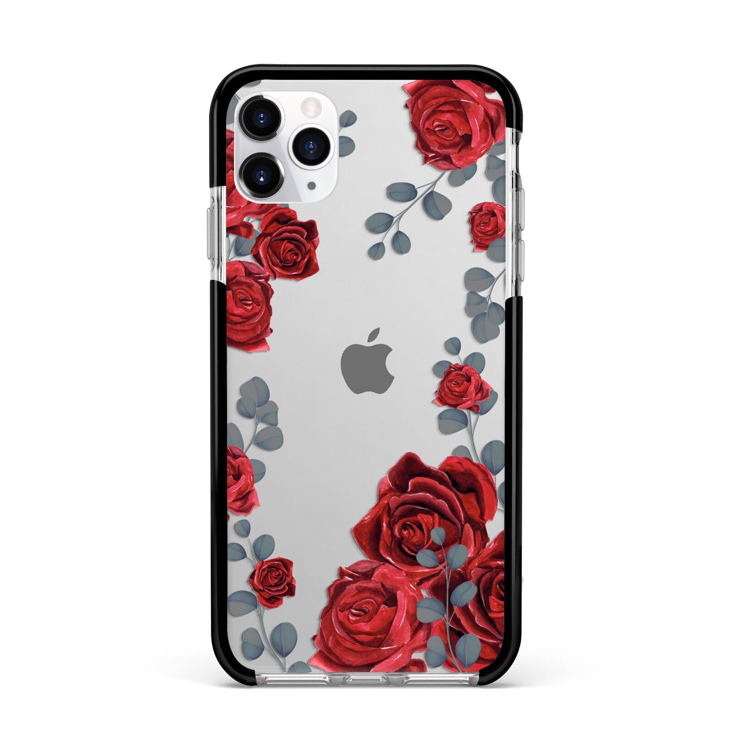 Red Roses Apple iPhone 11 Pro Max in Silver with Black Impact Case