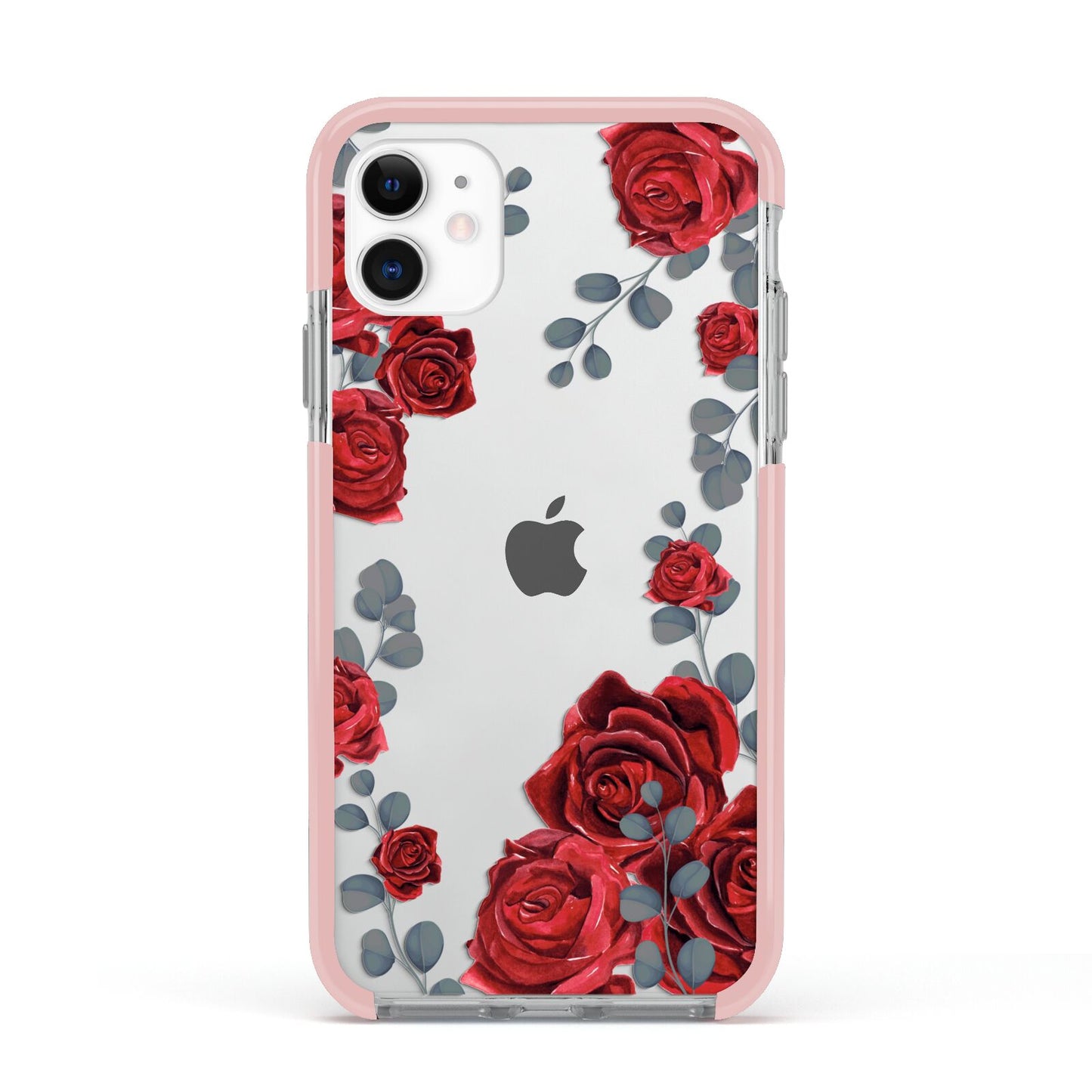 Red Roses Apple iPhone 11 in White with Pink Impact Case